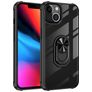 Mobigear Crystal Ring Coque iPhone 14 Coque arrière Rigide avec Anneau-Support - Transparent / Noir