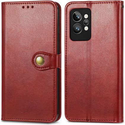 Mobigear Snap Button Housse Realme GT2 Pro Etui Porte-Monnaie - Rouge