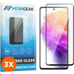 Mobigear Premium Samsung Galaxy A73 Verre trempé Protection d'écran - Compatible Coque - Noir (Lot de 3)