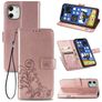 Mobigear Clover Housse iPhone 12 Etui Porte-Monnaie - Rose doré