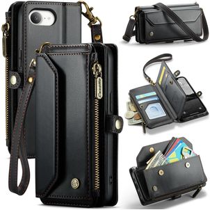 CaseMe C36 Housse iPhone 16e Etui Porte-Monnaie - Noir