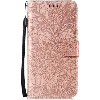 Mobigear Flowers Housse Samsung Galaxy Note 10 Lite Etui Porte-Monnaie - Rose doré