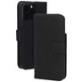 Mobiparts Wallet Housse iPhone 15 Pro Max MagSafe Etui en Cuir Véritable Porte-Monnaie - Noir