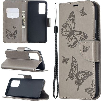 Mobigear Butterfly Housse Samsung Galaxy A52s 5G Etui Porte-Monnaie - Gris