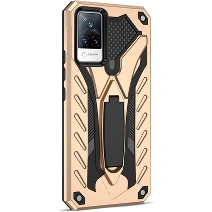 Mobigear Armor Stand Coque Vivo V21 Coque arrière Rigide Anti-Chocs avec Support Amovible - Or