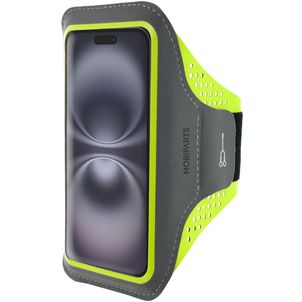 Mobiparts Comfort Fit Brassard Téléphone iPhone 16 Brassard Coque de Sport en Neoprène - Neon Green