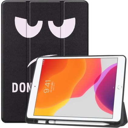 Mobigear Tri-Fold Gel Coque iPad 8 (2020) Etui en TPU,Similicuir + Porte-crayon - Do Not Touch