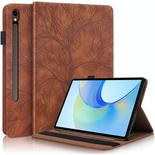 Mobigear Tree Coque Samsung Galaxy Tab S10 FE Plus Etui + Porte-crayon - Marron