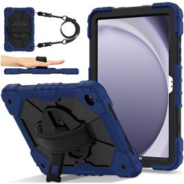 Mobigear SureGrip Xtreme Coque Samsung Galaxy Tab A9 Plus (2023) Coque arrière en Plastique rigide,Silicone + Bandoulière + Support Amovible - Bleu