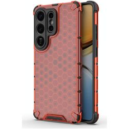 Mobigear Honeycomb Coque Samsung Galaxy S26 Ultra Coque arrière Rigide Anti-Chocs - Rouge