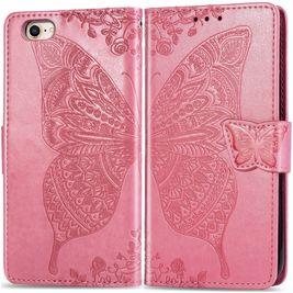 Mobigear Butterfly Housse iPhone SE (2022) Etui Porte-Monnaie - Rose