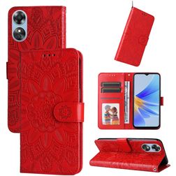 Mobigear Sunflower Housse OPPO A17 Etui Porte-Monnaie - Rouge