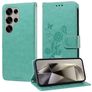 Mobigear Flowers Housse Samsung Galaxy S25 Ultra Etui Porte-Monnaie - Vert