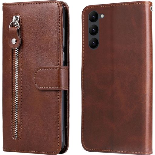 Mobigear Zipper Housse Samsung Galaxy S23 Etui Porte-Monnaie - Marron