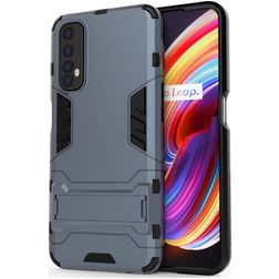 Mobigear Armor Stand Coque Realme 7 Coque arrière Rigide Anti-Chocs avec Support Amovible - Bleu