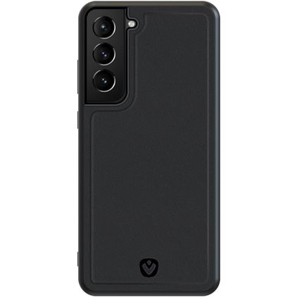 Valenta Snap Coque Samsung Galaxy S21 Plus Coque arrière en Cuir Véritable - Noir
