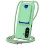 Mobigear Lanyard Card Samsung Galaxy A57 Coque avec cordon en Silicone et Porte-Cartes - Vert