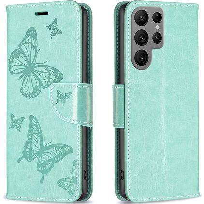 Mobigear Butterfly Samsung Galaxy S23 Ultra Étui Portefeuille - Vert