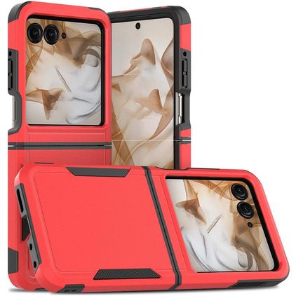 Mobigear Heavy Armor Coque Motorola Razr 50 Coque arrière Rigide Anti-Chocs - Rouge
