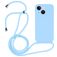 Mobigear Lanyard iPhone 15 Coque avec cordon en Silicone - Bleu