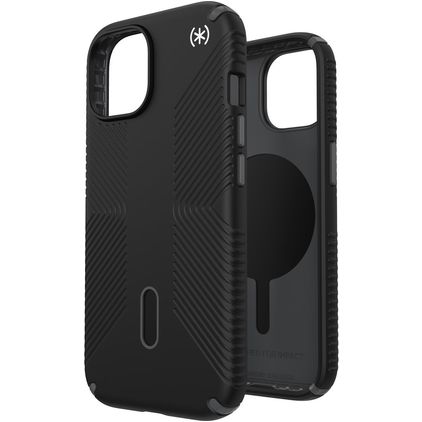 Speck Presidio2 Grip Coque iPhone 15 MagSafe Coque arrière Rigide Anti-Chocs - Noir