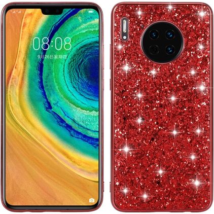 Mobigear Glitter Coque Huawei Mate 30 Coque arrière Rigide - Rouge