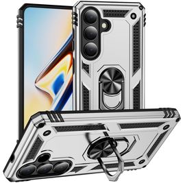 Mobigear Armor ring Coque Samsung Galaxy S26 Coque arrière Rigide Anti-Chocs avec Anneau-Support - Argent