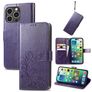 Mobigear Clover Housse iPhone 15 Pro Etui Porte-Monnaie - Violet