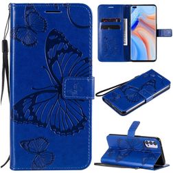 Mobigear Butterfly Housse OPPO Reno 4 Etui Porte-Monnaie - Bleu