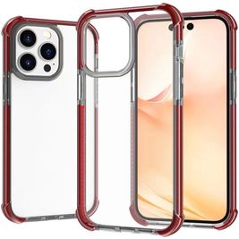 Mobigear Full Bumper Coque iPhone 14 Plus Coque arrière Rigide Anti-Chocs - Transparent / Rouge