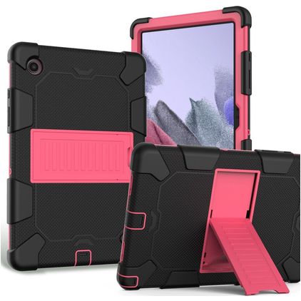Mobigear ShieldStand Coque Samsung Galaxy Tab A8 10.5 (2021) Coque arrière en Plastique rigide,Silicone + Support Amovible - Noir / Rouge