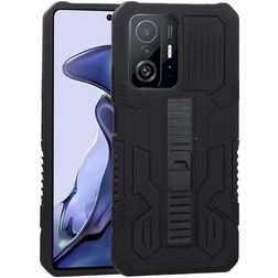 Mobigear Armor Stand Coque Xiaomi 11T Pro Coque arrière Rigide Anti-Chocs avec Support Amovible - Noir