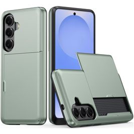 Mobigear Card Coque Samsung Galaxy S26 Plus Coque arrière Rigide Anti-Chocs avec Porte-Cartes - Vert foncé