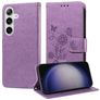 Mobigear Flowers Housse Samsung Galaxy S25 Plus Etui Porte-Monnaie - Violet