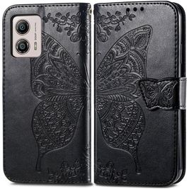 Mobigear Butterfly Housse Motorola Moto G53 5G Etui Porte-Monnaie - Noir