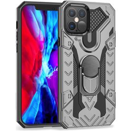 Mobigear Armor Ring Coque iPhone 12 Pro Max Coque arrière Rigide Anti-Chocs avec Anneau-Support - Gris