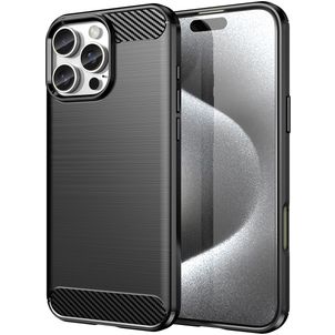 Mobigear Brushed Slim Coque iPhone 16 Pro Coque arrière en TPU Souple - Noir