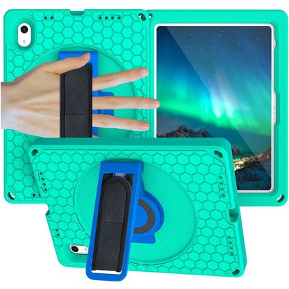 Mobigear Ruggedized Coque iPad 11 (2025) Coque arrière en EVA + Support Amovible - Vert