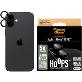PanzerGlass Ceramic Hoops iPhone 16 Plus Verre trempé Protection Objectif Caméra - Compatible Coque