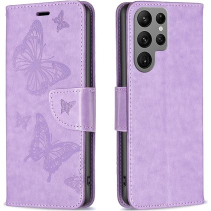 Mobigear Butterfly Housse Samsung Galaxy S23 Ultra Etui Porte-Monnaie - Violet