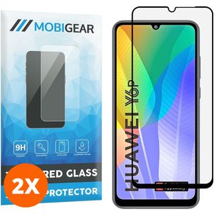 Mobigear Premium Huawei Y6p Verre trempé Protection d'écran - Compatible Coque - Noir (Lot de 2)