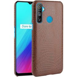 Mobigear Croco Coque Realme C3 Coque arrière Rigide - Marron