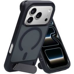 Mobiparts Hardcover Coque iPhone 17 Pro MagSafe Coque arrière Rigide avec Support Amovible - Satin Black