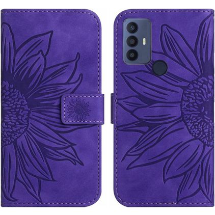 Mobigear Sunflower Housse TCL 305 Etui Porte-Monnaie - Violet