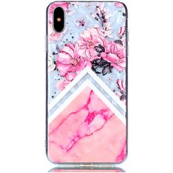 Mobigear Marble Coque Transparente iPhone XS Max Coque arrière en TPU Souple - Fleurs