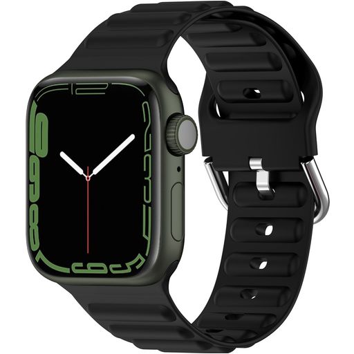 Mobigear Bumpy Bracelet Silicone Apple Watch Fermeture boucle ardillon - 49/46/45/44 mm - Noir