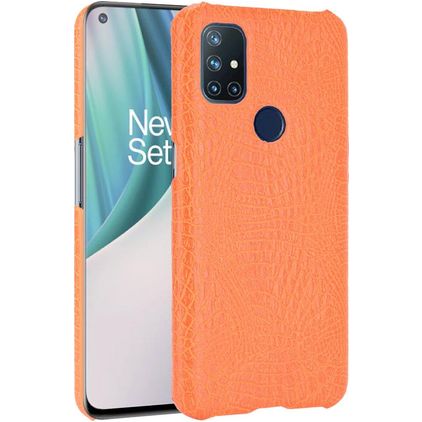 Mobigear Croco Coque OnePlus Nord N10 5G Coque arrière Rigide - Orange
