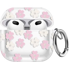 Mobigear Flowers Coque Apple AirPods 3 Coque Rigide - Blanc / Rose