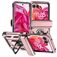 Mobigear Armor Ring Motorola Razr 50 Plastique rigide Coque arrière Antichoc avec bague de maintien - Rose doré