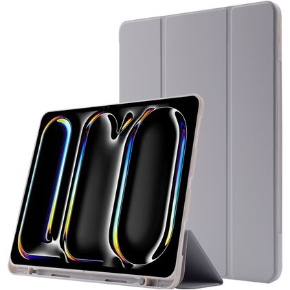 Mobigear Tri-Fold Gel Coque iPad Pro 13 Pouces (2025) Etui en TPU,Similicuir + Porte-crayon - Gris